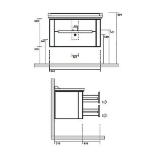 Тумба под раковину Kerasan Waldorf 74 925630 подвесная Bi vaniglia matt